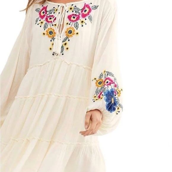 Free People Dresses & Skirts - Free People NWT size small lightweight gauze long sleeve embroidered dress